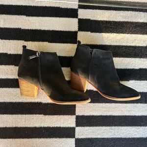Blondo Black Ankle Boots with Wooden Heel